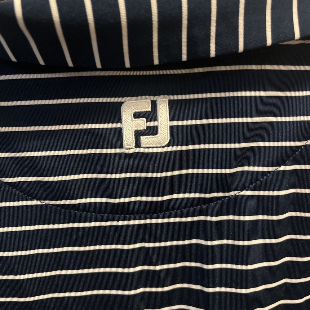 FJ FootJoy Polo Shirt Womens L Striped Performance First Tee Top Short Sleeve - Picture 7 of 8